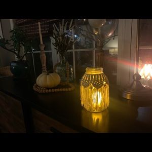 Handmade macramé mason jar lantern